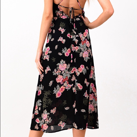 Black Floral Boho Midi Dress - Picture 5 of 5